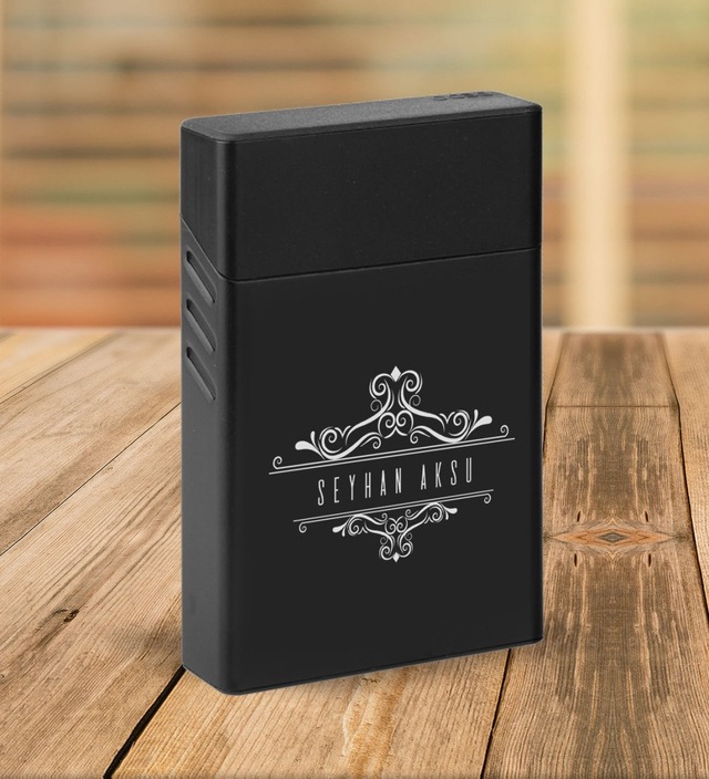 Bk Gift Kişiye Özel Siyah Slim Boy Metal Sigara Kutusu-8