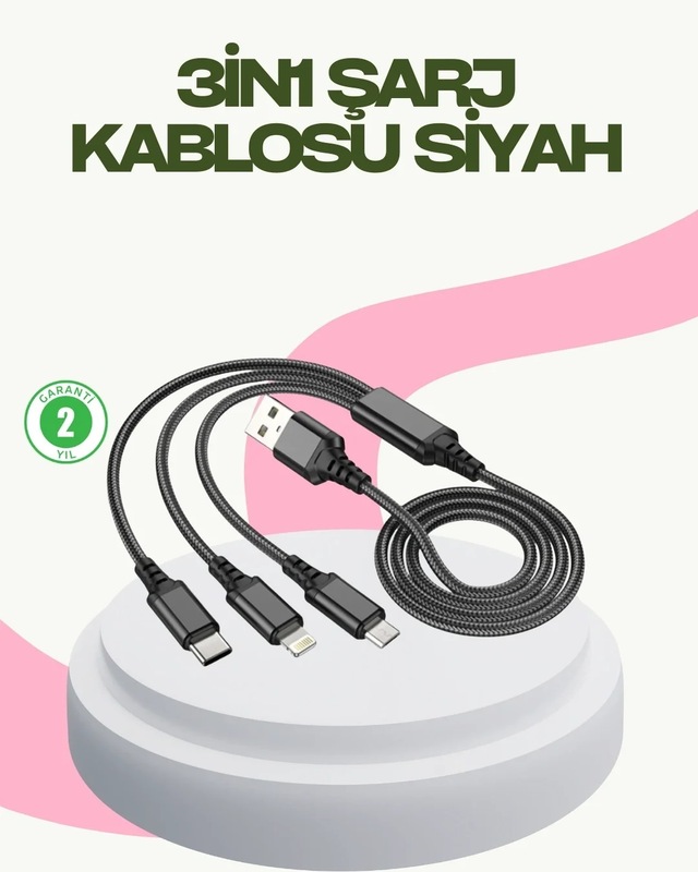 Ers Hızlı Şarj Destekli Çoklu Şarj Kablosu Seyahat Ve Günlük Kullanım