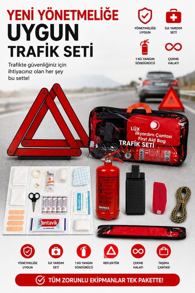 Trafik Seti Tüv -turk Muayene Uyumlu Yangın Söndürücülü