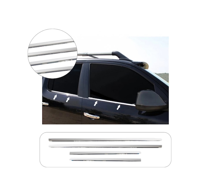 Volkswagen Amarok Uyumlu 2010 Ve Üzeri Krom Cam Çıtası Paslanmaz Çelik