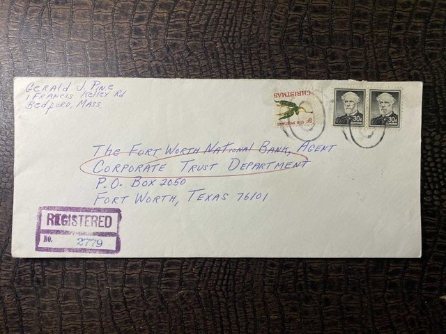 Usa Amerikan Pullu 1965 Yılında Taahhütlü Postadan Geçmiş Varış Damgalı Boş Zarf Us Registered Mail