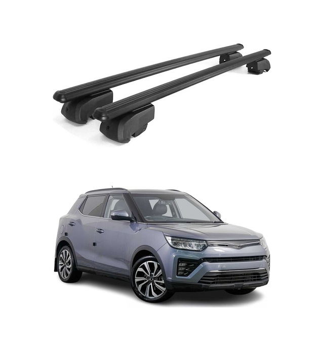 Ssangyong Tivoli Facelift 2020-2023 Arası Uyumlu Port Bagaj Taşıyıcı Ara Atkı Alüminyum Siyah 2 Parça