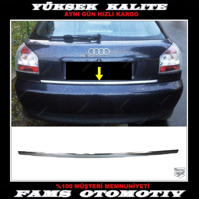 Audi A3 Paslanmaz Krom Bagaj Alt Çıta 1999-2003 Arası