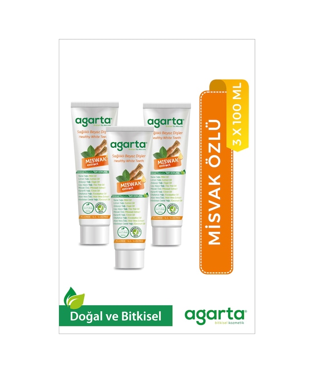 Agarta Doğal Misvak Özlü Diş Macunu 3 x 100 ML