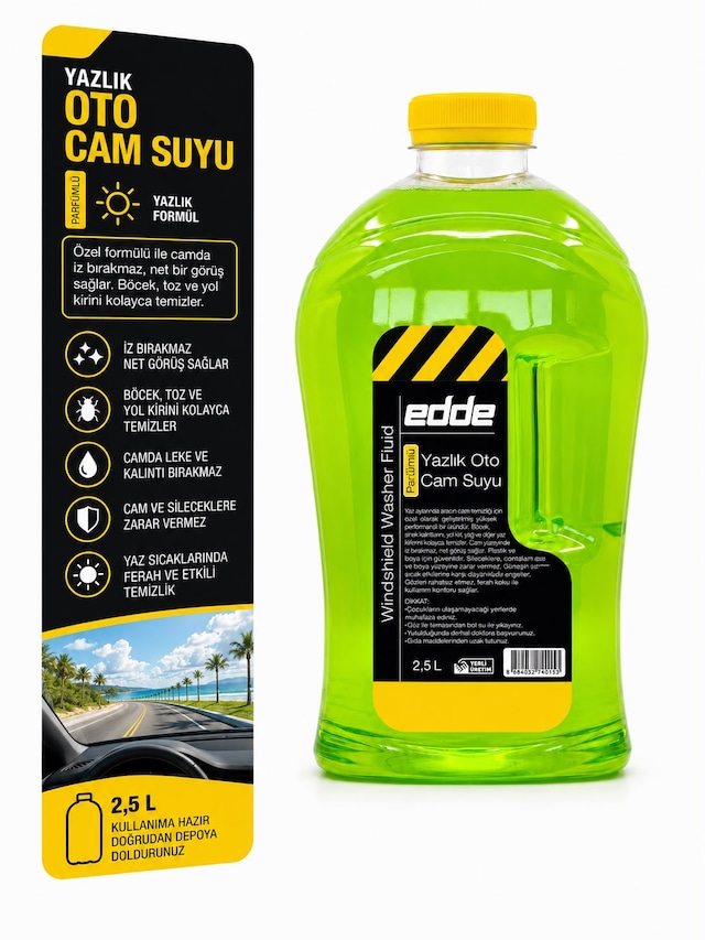 Edde Yazlık Parfümlü Oto Cam Suyu 2,5l Araba Araç Oto Yazlık Silecek Suyu