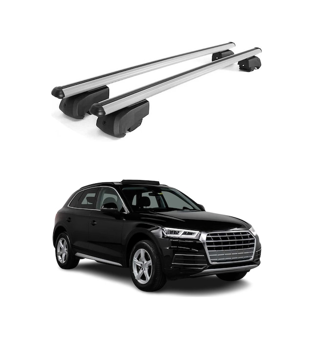 Audi Q5 Iı 2017-2025 Arası Uyumlu Port Bagaj Taşıyıcı Ara Atkı Alüminyum Gümüş 2 Parça