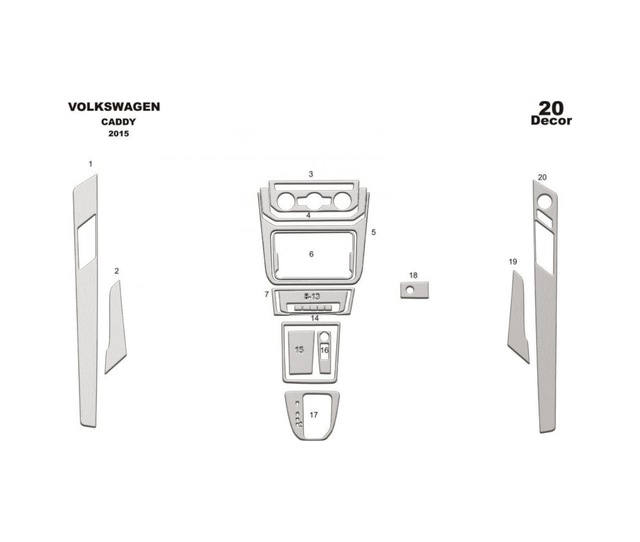 Volkswagen Caddy Torpido Kaplama 2015 20 Parça Alüminyum