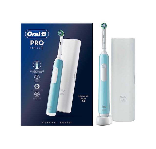 Oral-B Pro Series 1 Elektrikli Diş Fırçası Mavi + 1 Diş Fırçası Başlığı + Seyahat Çantası