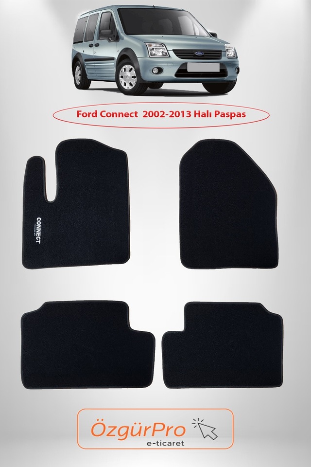 Rizline Ford Connect 2002-2013 Araca Özel Halı Paspas Siyah