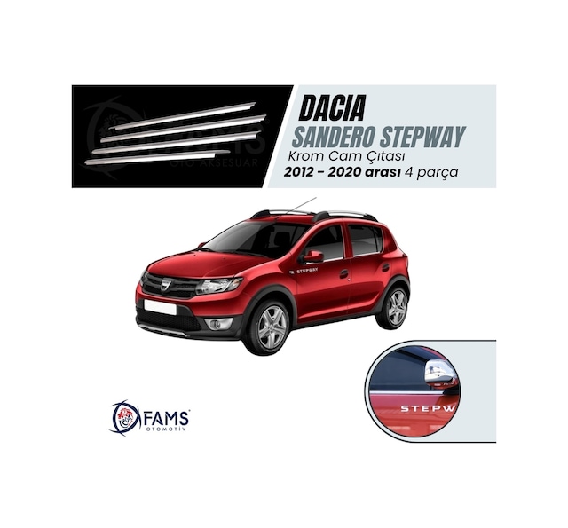 Dacia Sandero Stepway Krom Cam Çıtası Seti 4 Prç. 2012-2020
