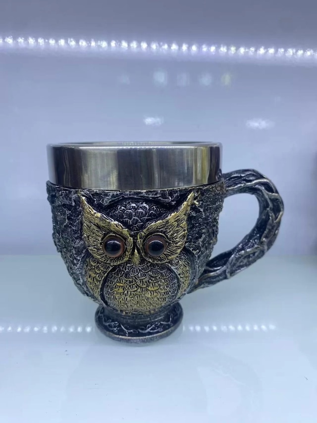 Baykuş Çelik Kupa Bardak Kod 6931