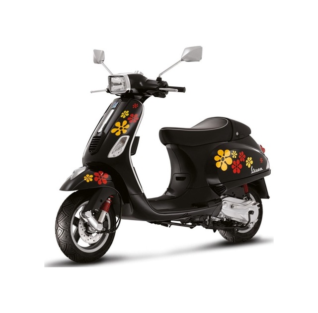 Piaggio Vespa Çiçek Desenli Sticker Etiket Modeli