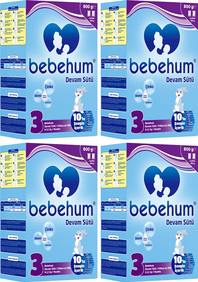 Bebehum 3 Numara Devam Sütü 9-12 Ay 800 gr x 4 Adet
