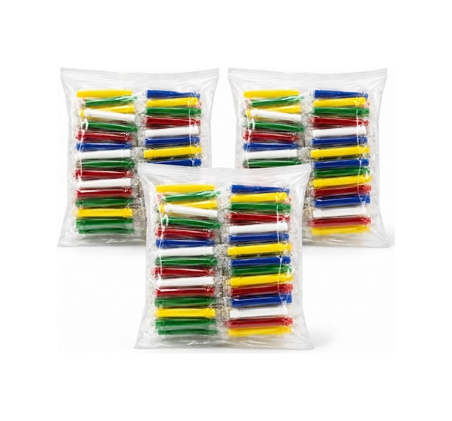 Uzun Renkli Plastik Sipsi- 120 Adet