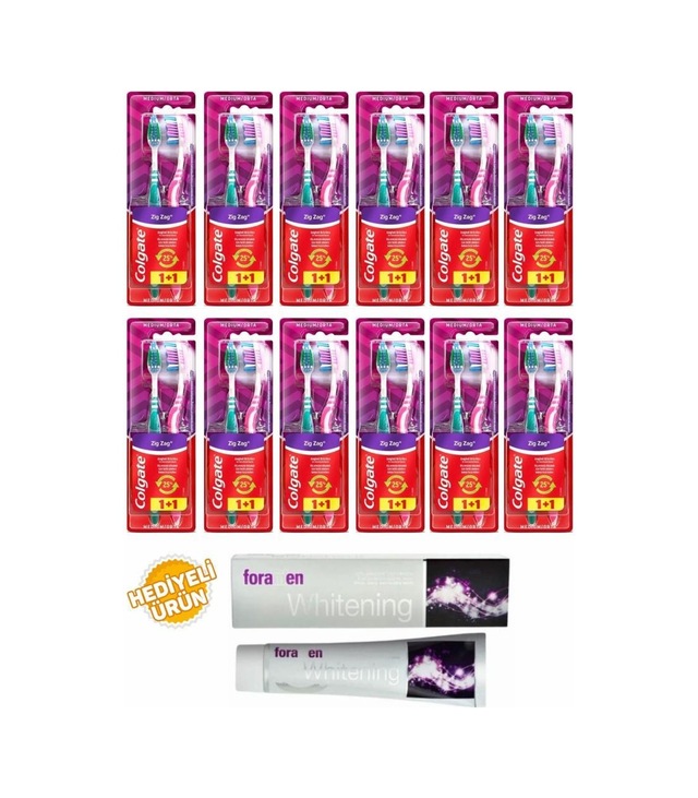 Colgate 12 Adet Zigzag Orta Diş Fırçası 1+1