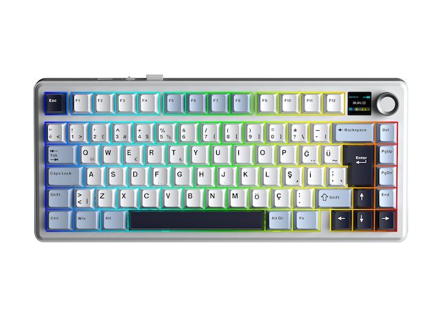Aula F75 Max Mekanik Rgb Tkl Graywood V4 Switch Kablosuz Makrolu Hot Swap Türkçe Q Klavye Lacivert