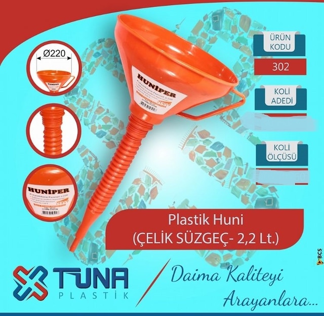Plastik Spiralli Huni 2.20 Lt 22 Cm 1 Adet Hızlı