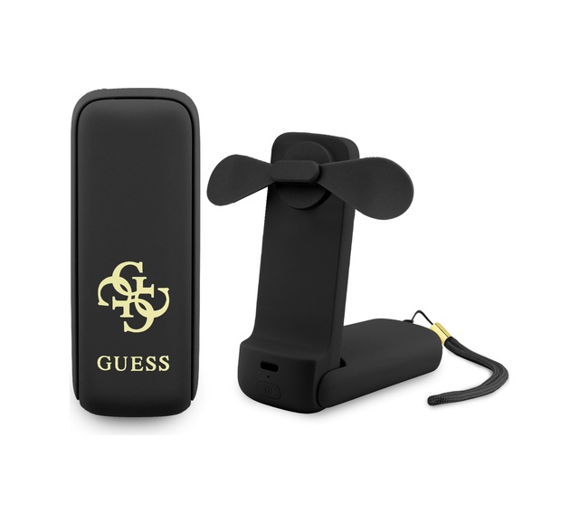 Guess Lisanslı 4g Büyük Metal Logolu 3 Kademeli Katlanabilir Aynalı Portatif Soğutucu El Fanı Siyah
