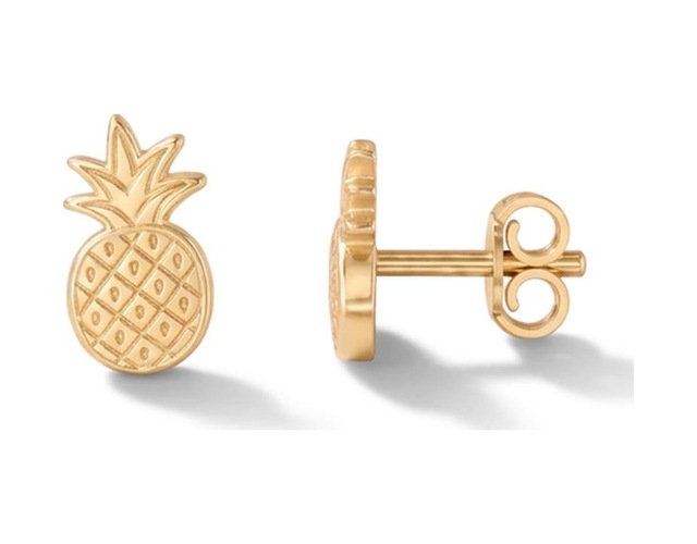 14 Ayar Altın Ananas Küpe Sarı Altın