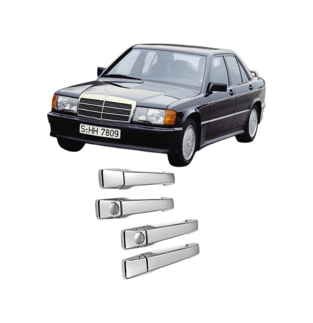 Mercedes W201 E-190 Krom Kapı Kolu Takımı Çift Delik 1983-1993 4 Parça Mrcds201kk000001