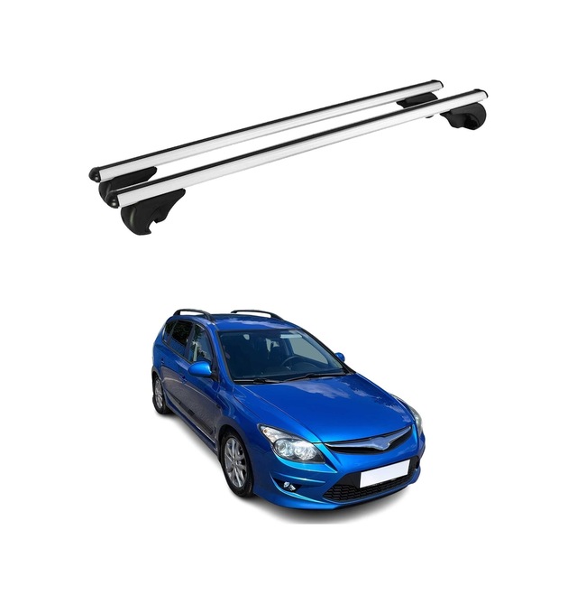 Hyundai İ30 Station Wagon 2007-2012 Arası Uyumlu Port Bagaj Taşıyıcı Ara Atkı Alüminyum Gümüş 2 Parça
