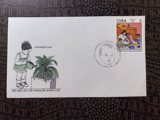 1986 Cuba Fdc Xxv. Aniv. De Los Circulos İnfatiles Cuba Küba İlk Gün Zarfı Çocuk Çemberi 25. Yıl Teşhir Ürün