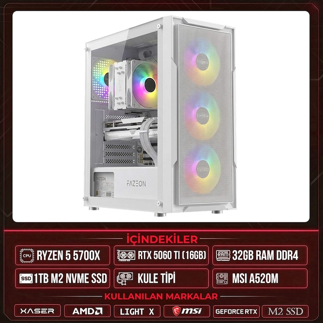 Xaser Light X40 Ryzen 7 5700X RTX 5060 TI 1TB SSD