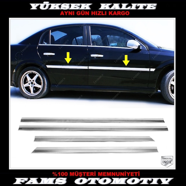 Opel Vectra C Krom Yan Kapı Çıtası 4 Prç P.çelik 2002 ve Üzeri