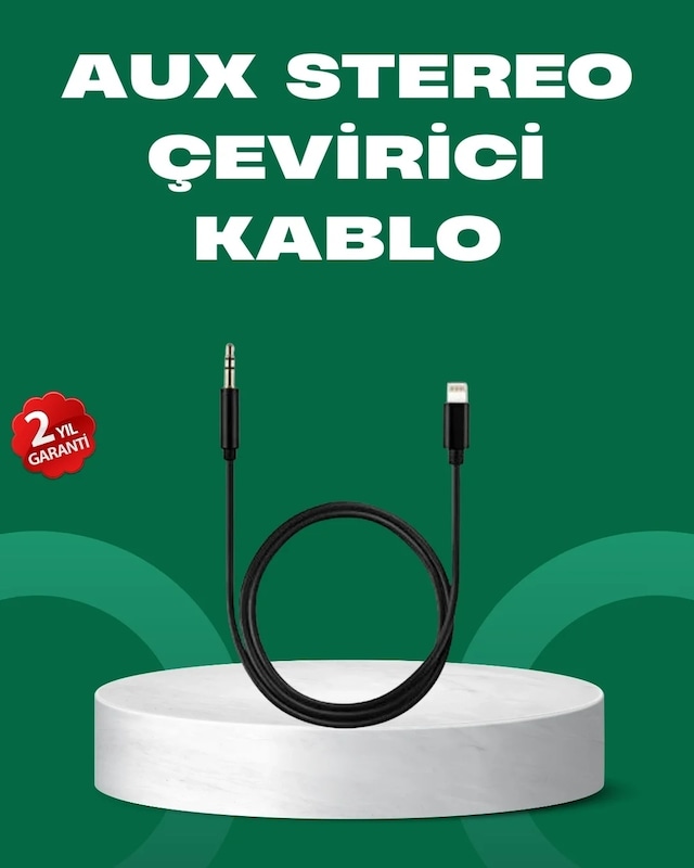 Ers Lightning To 3.5mm Aux Ses Dönüştürücü Kablo 1 Metre Stereo Uyumlu