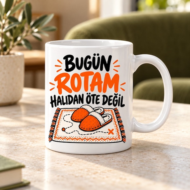 Ev İçi Rota Tasarımlı Porselen Kupa - Model 866