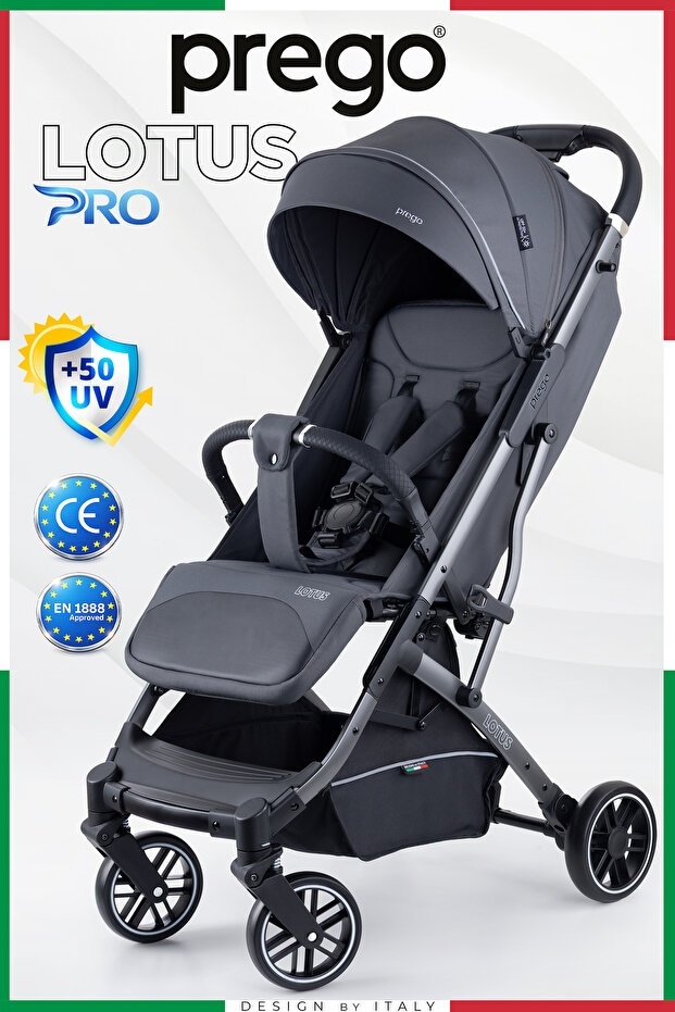 Prego Lotus Pro Kabin Boy Bebek Arabası - Tek Elle Katlanır -Hafif -UV Tenteli - Yağmurluk-Ayak Örtüsü-Kılıf