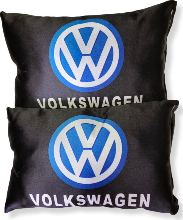 Volkswagen Uyumlu Dijital Baskılı Siyah Araç Seyahat Boyun Yastık 2'li Set Siyah