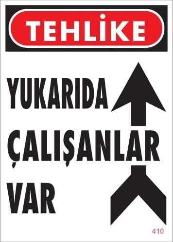 Buradabulabilirsin Yukarıda Çalışanlar Var Uyarı Levhası 25x35 Kod: 410 Nl