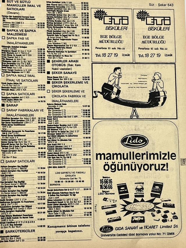 İzmir 1982-1983 Meslek Reklam İlanı Efemera S543 Teşhir Ürün