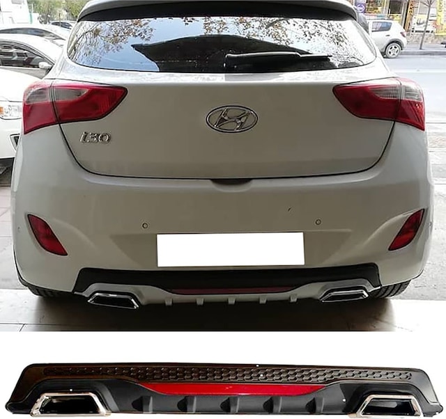 Hyundai İ30 Siyah Difüzör Difizör Kare Egzoz Görünüm Reflektörlü