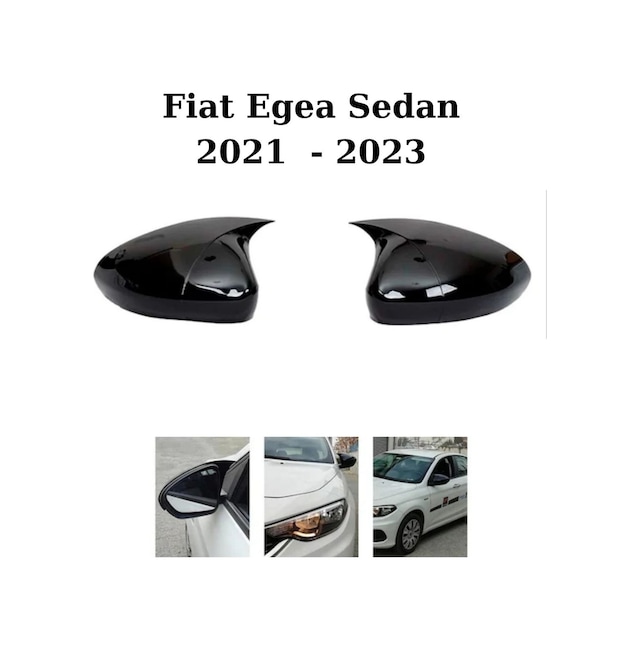 Fiat Egea Sedan 2021 2022 2023 Uyumlu Araca Özel Yarasa Batman Piano Black Ayna Kapağı Takımı
