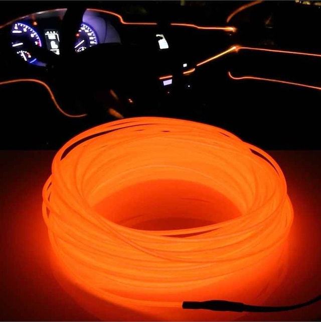 Her Araca Uyumlu Universal İp Neon Led - Turuncu Amber Portakal Renk 2 Metre 12v