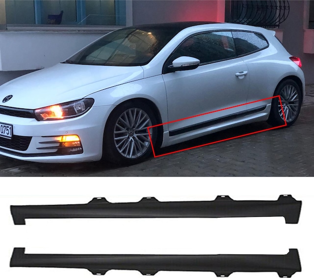 Vw Scirocco R Yan Marşpiyel Seti Plastik 2 Adet Mat Siyah 2008 -2017 Karlık+ek+bodykit