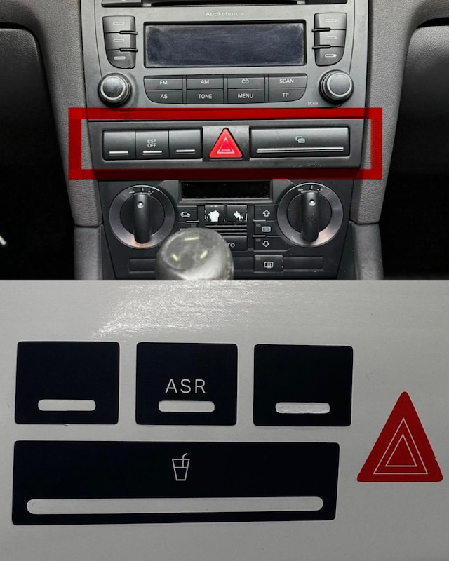 Audi A3 S3 8p Uyumlu Dörtlü Sinyal Düğmesi Sticker Etiket Tamir Kiti 1 Adet