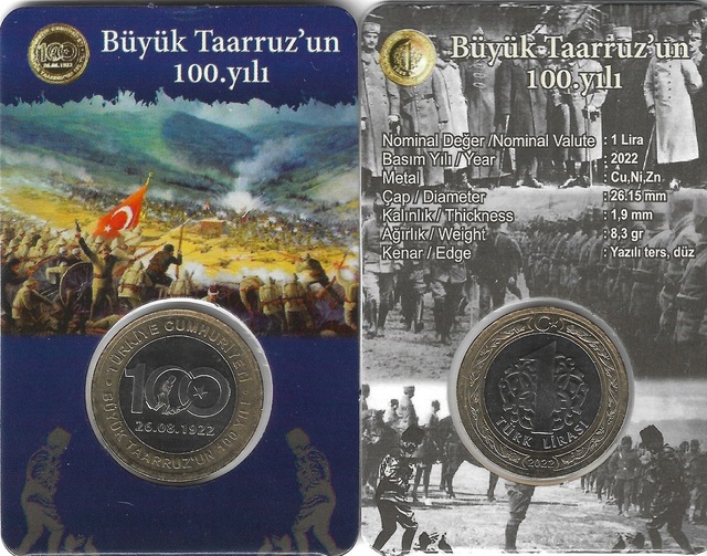 Emir Collection 2022 Yılı Büyük Taarruz Un 100.yılı Hatıra 1 Türk Lirası