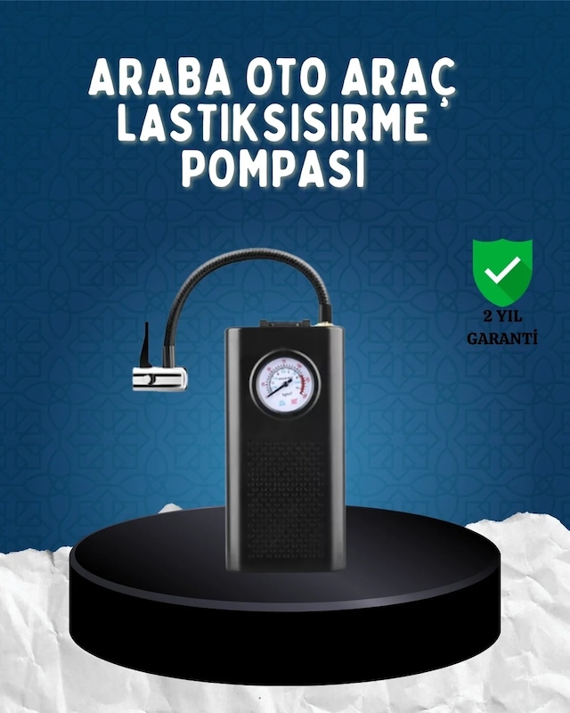 Ers Elektrikli Hava Kompresörü Type-c Usb Şarjlı Çok Fonksiyonlu Lastik Pompası