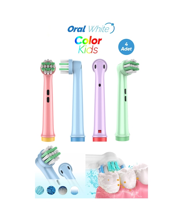 Color Kids Çocuklara Özel Hassas Oral-B Uyumlu Yedek Başlık 4 Adet