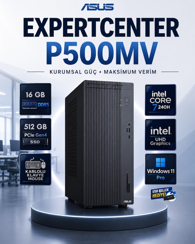 Asus ExpertCenter P500MV-C721016512G0DRNP05 Core 7 240H 16 GB 512 GB SSD W11P Masaüstü Bilgisayar