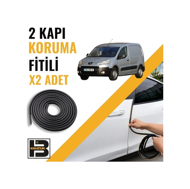 Peugeot Partner Tepee Panelvan 2009-2018 Kapı Koruma Fitili-iki Kapı-siyah-bm1144
