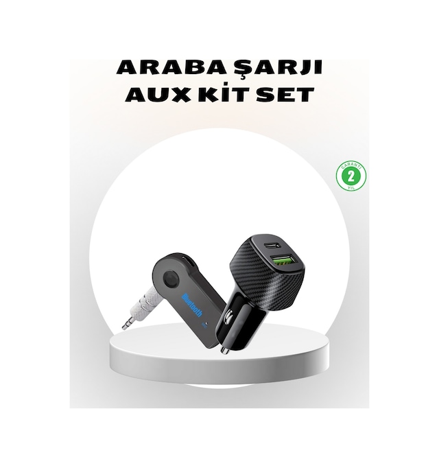 Techmrt Bluetooth Aux Çevirici Ve Pd Destekli Araç Şarj Cihazı 2 Li Set