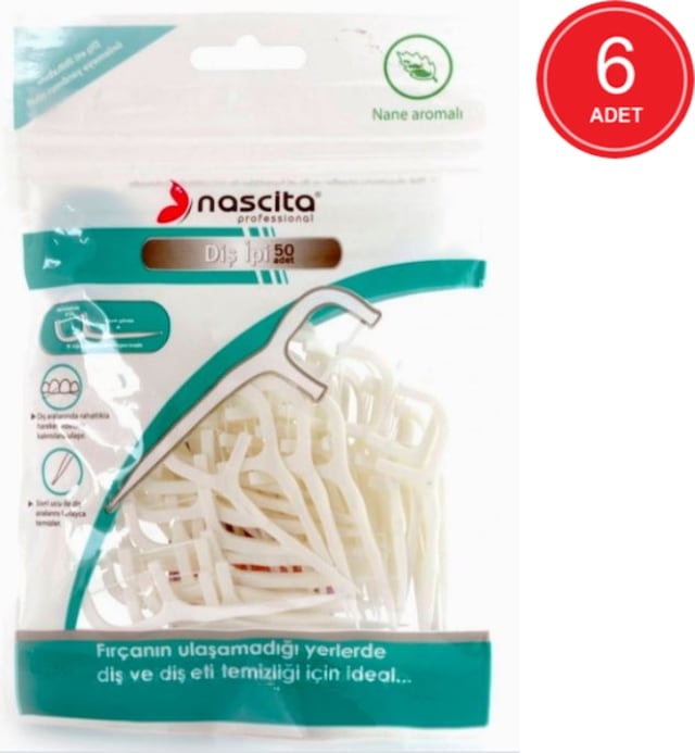 Nascita Kürdanlı Nane Aromalı Diş İpi 50'li x 6 Paket