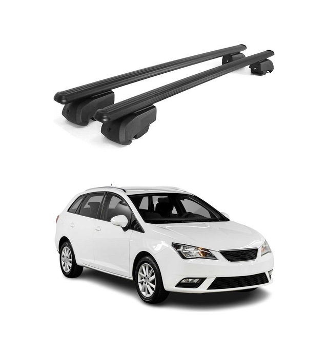 Seat Ibiza Iv Station Wagon 2010-2017 Arası Uyumlu Port Bagaj Taşıyıcı Ara Atkı Alüminyum Siyah 2 Parça