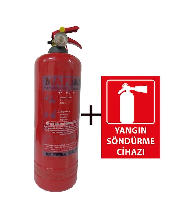 Mapeks Yangın Tüpü 2 KG ve Yangın Tüpü Levhası 2'li Set