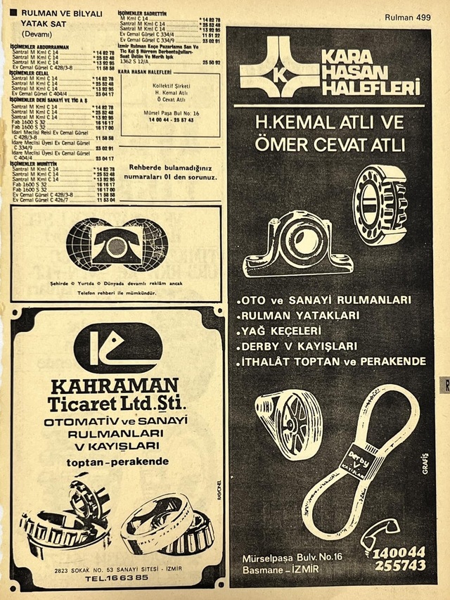İzmir 1982-1983 Meslek Reklam İlanı Efemera S499 Teşhir Ürün