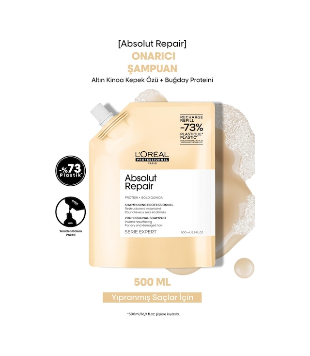 L'Oréal Professionnel Absolut Repair Yıpranmış Saçlar İçin Onarıcı Şampuan Refill 500 ML